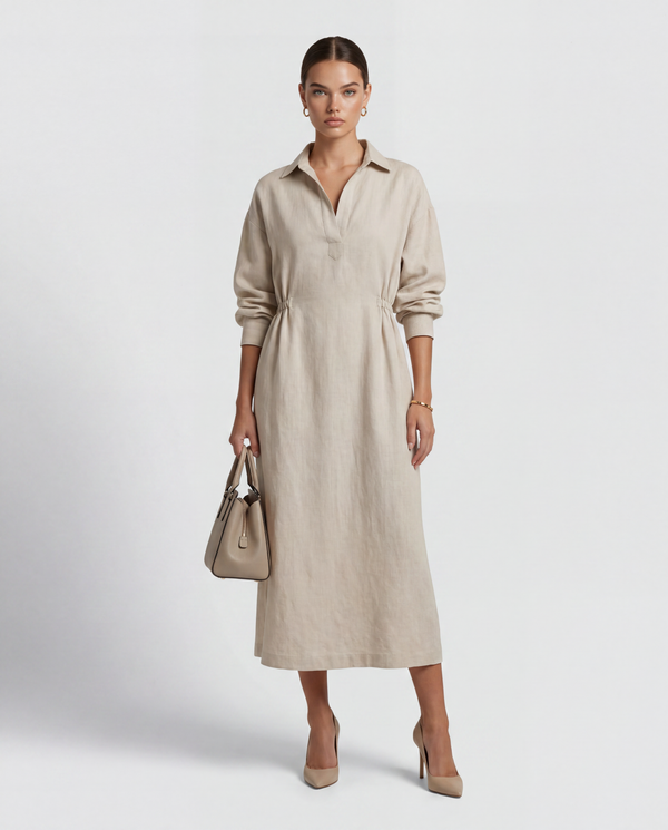 Elara Linen Midi Dress
